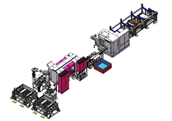 上料+锯切+料头料尾分选+入料输送+双头倒角+出料输送+机器人码垛+AGV转运