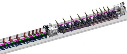 上料+锯切+料头+过渡输送+测长+伺服拉料+锯切+料尾+柔性收集