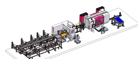上料+锯切+料头料尾分选+入料输送+双头倒角+出料输送+收集